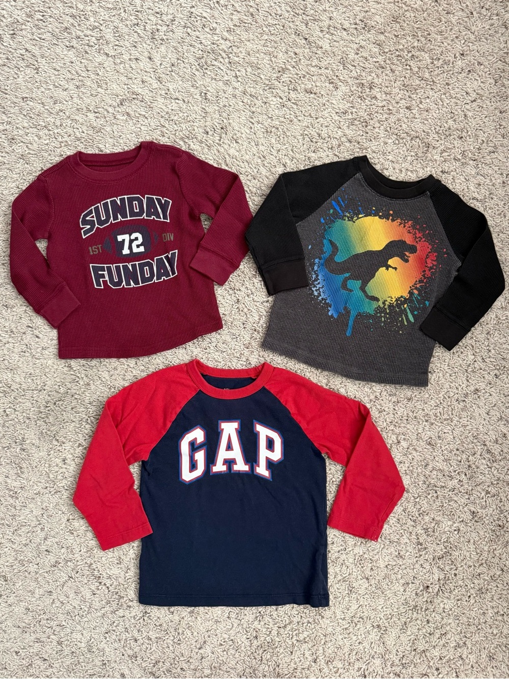 Bundle of 3 Long Sleeve Tees 2T and 3T Boys